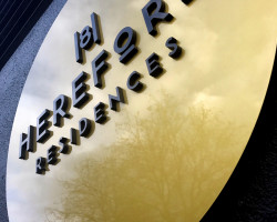 Hereford Residences exterior signage