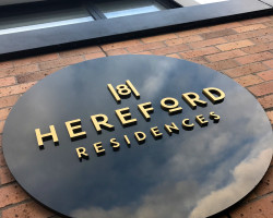 Hereford Residences exterior signage