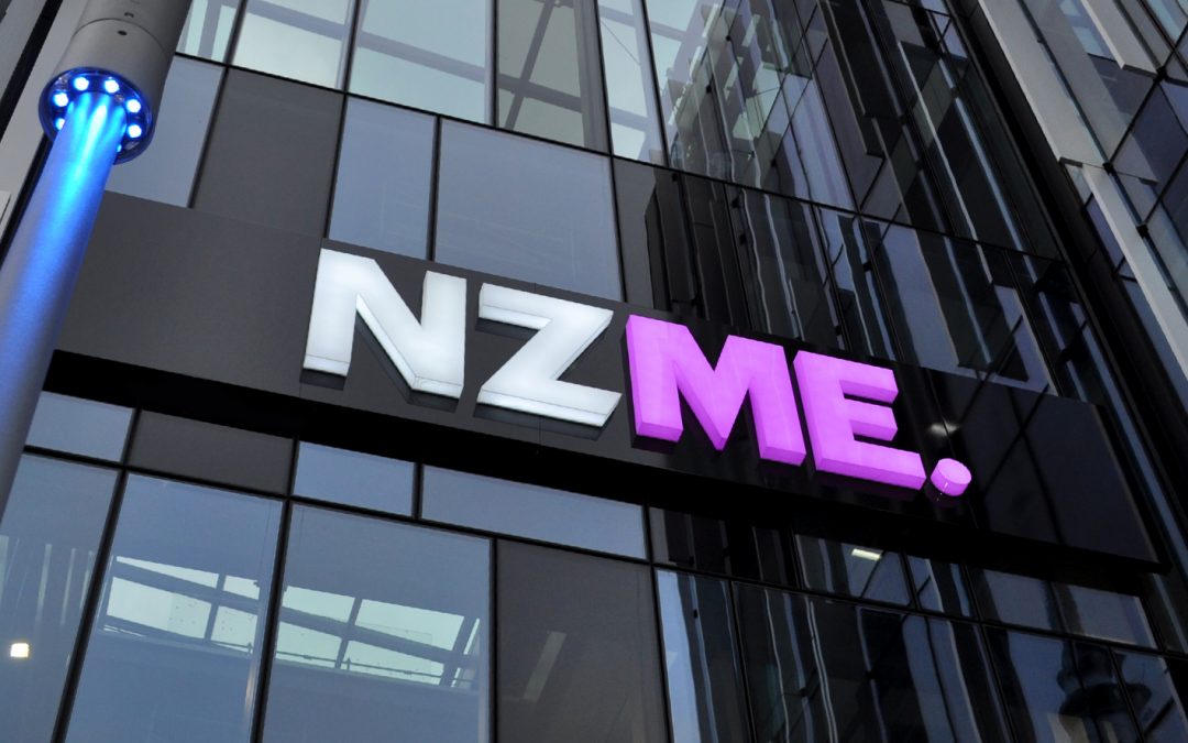 NZME illuminated signage on exterior of building