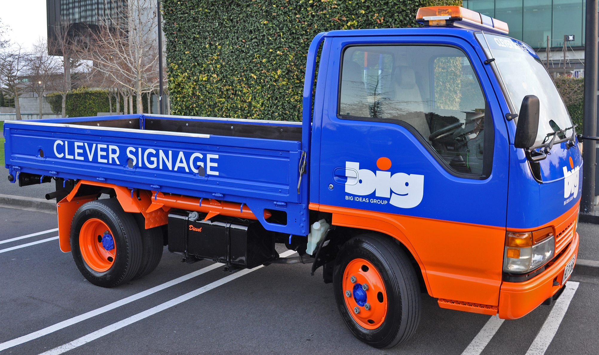 BIG Ideas truck, with blue and orange livery
