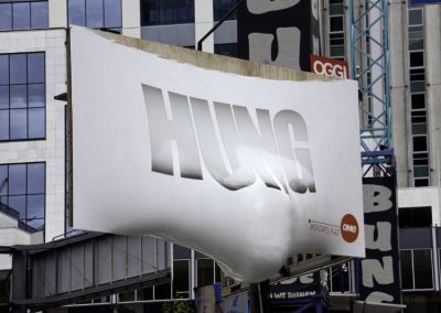 HUNG Billboard bulge being displayed in public