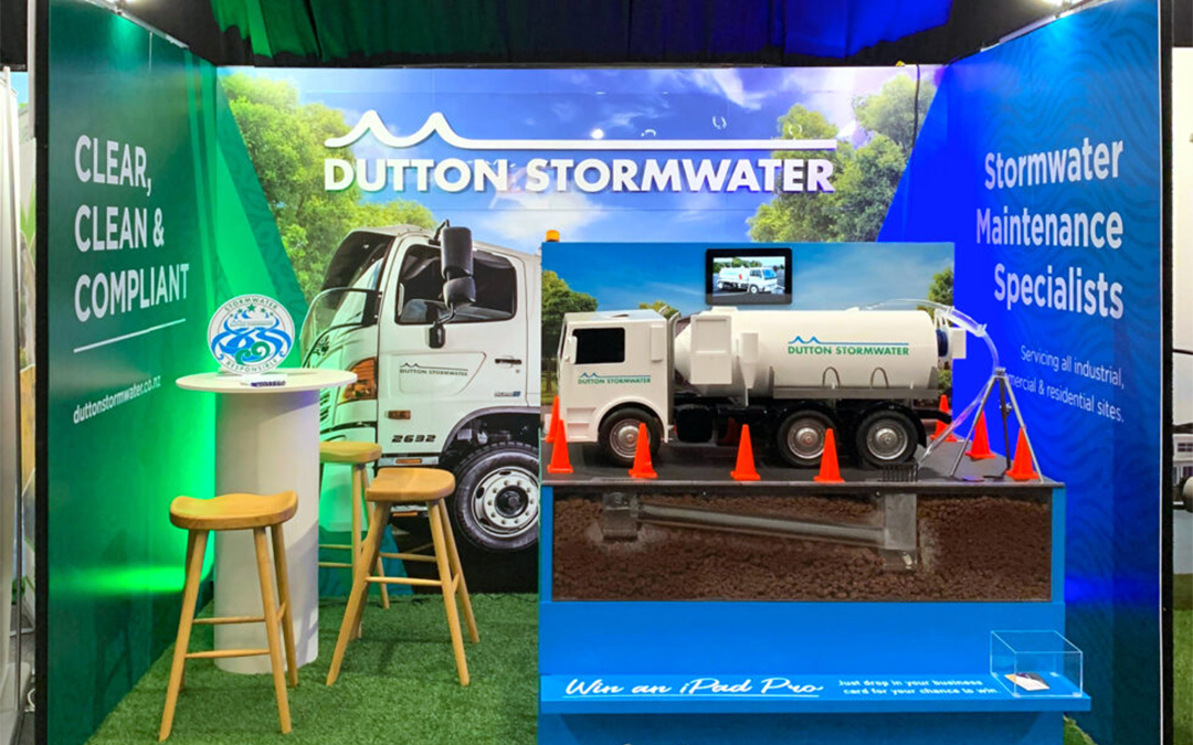 Dutton Stormwater show stand with miniature truck on display