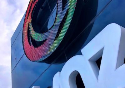 TVNZ large logo turned into an LED outdoor sign