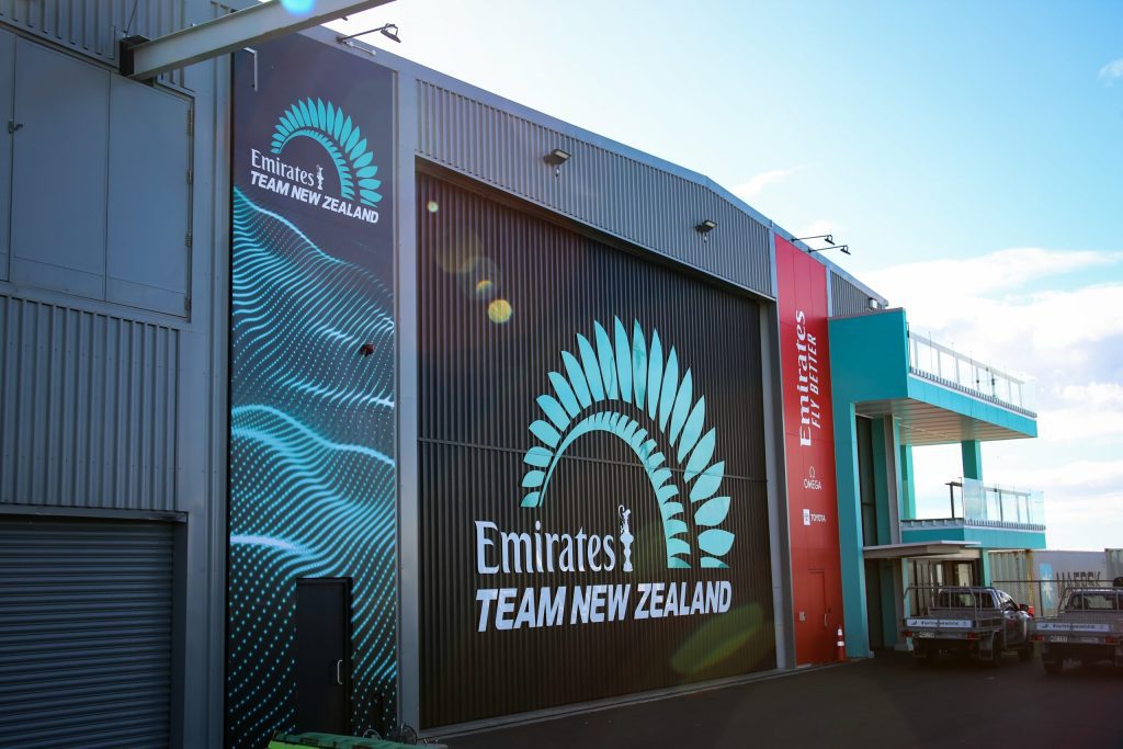 emirates team new zealand building signage